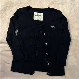 Y2K Vintage Abercrombie Kids Navy Cardigan Sweater with Ruffle